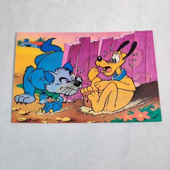 Vintage Disney Lenticular Postcard Pluto Cat Surprise TOPPAN TOP STEREO 1970s - Picture 3 of 8